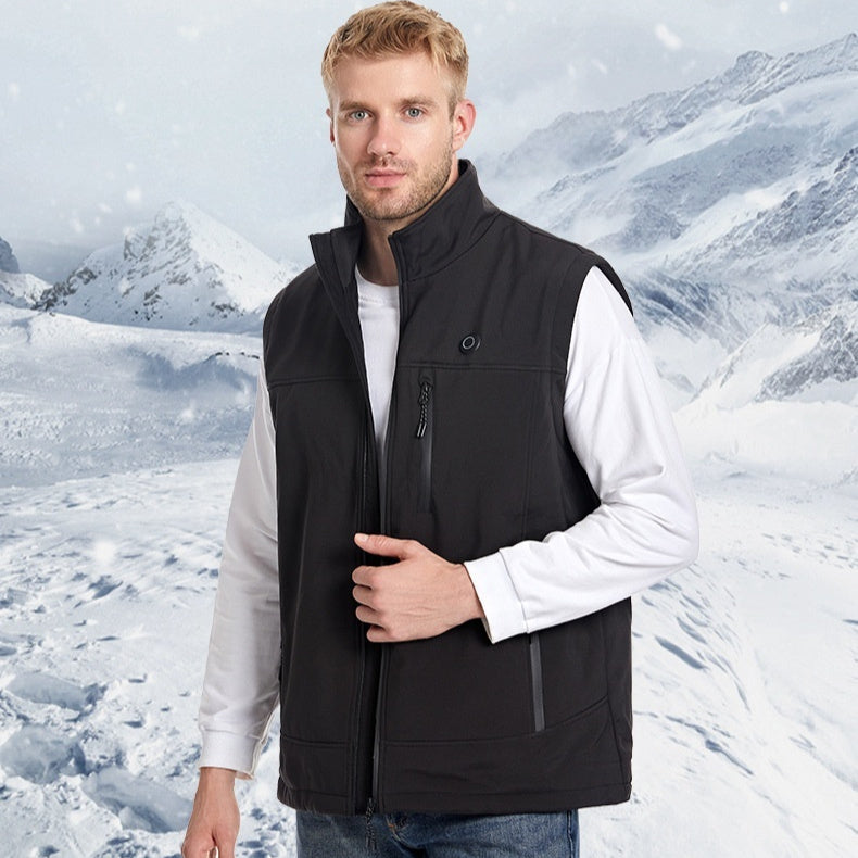 Men's Heated Softshell Vest – Rechargeable Thermal Outdoor Sportswear